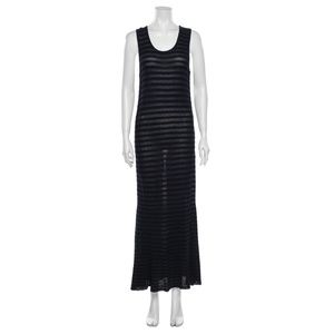 SONIA RYKIEL Scoop Neck / Striped Fine Knit with Stretch / Maxi Casual Dress / M